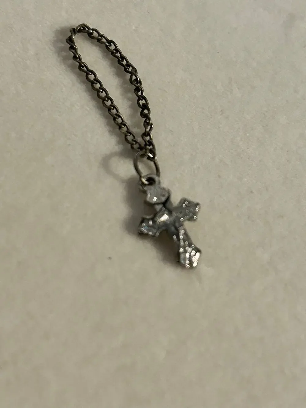 Vintage Small 1/2 Inch Silver Tone Cross Charm Pendant Faith Religious Dainty